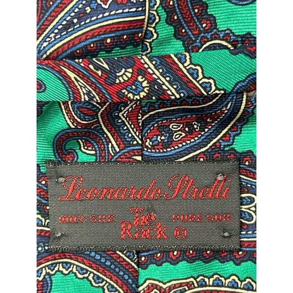 Leonardo Strelli Mens 100% Silk Paisley Necktie Made‎ In Italy - Picture 3 of 6